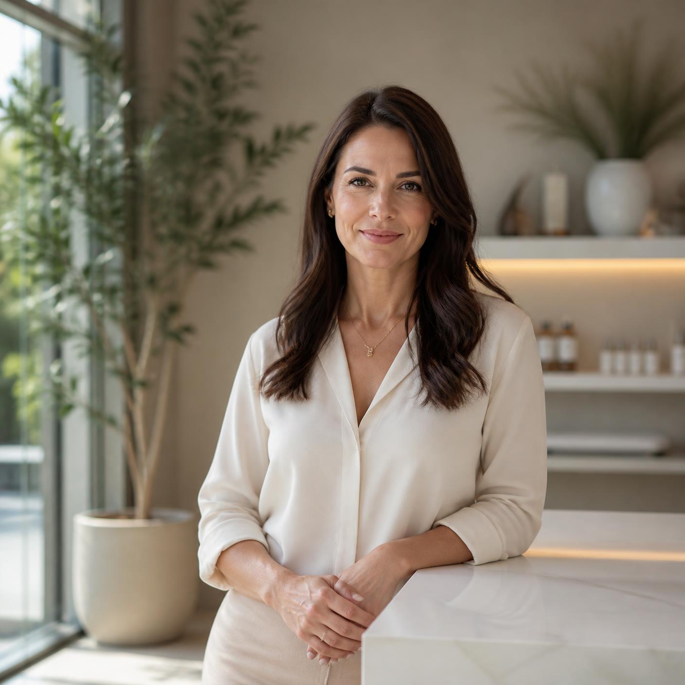 Local business owner reviewing customer reputation insights